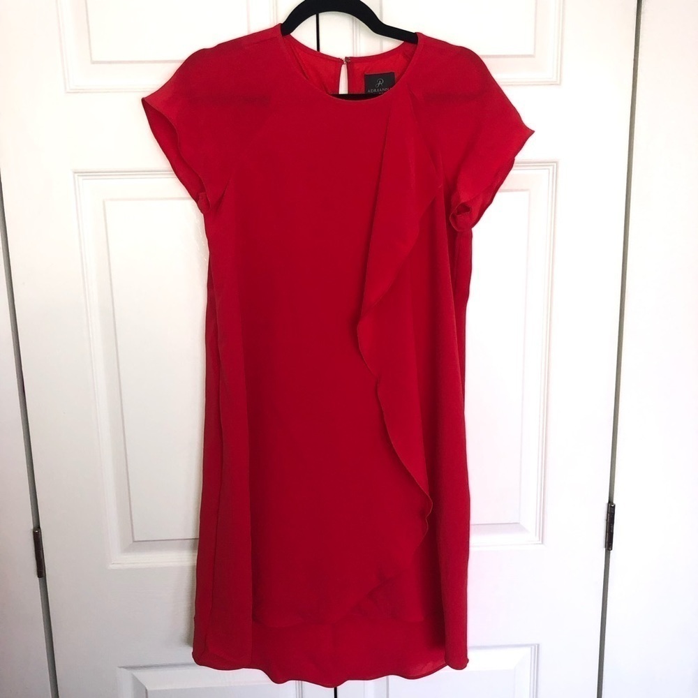 Adrianna Papell Pink Ruffle Front Short Dress Size US 2